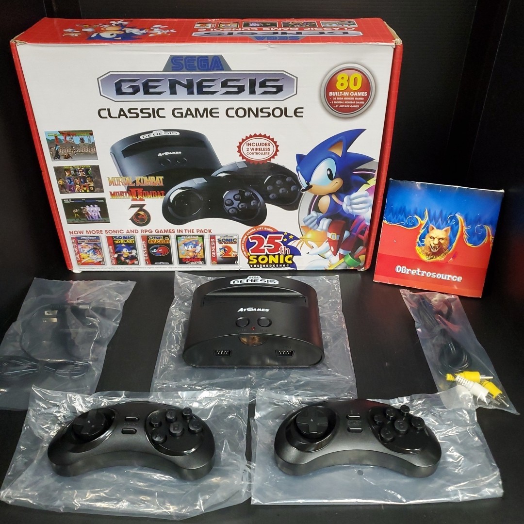 Sega Genesis AtGames Mini Console-Wireless Controller In Box 80 Pre-loaded Games