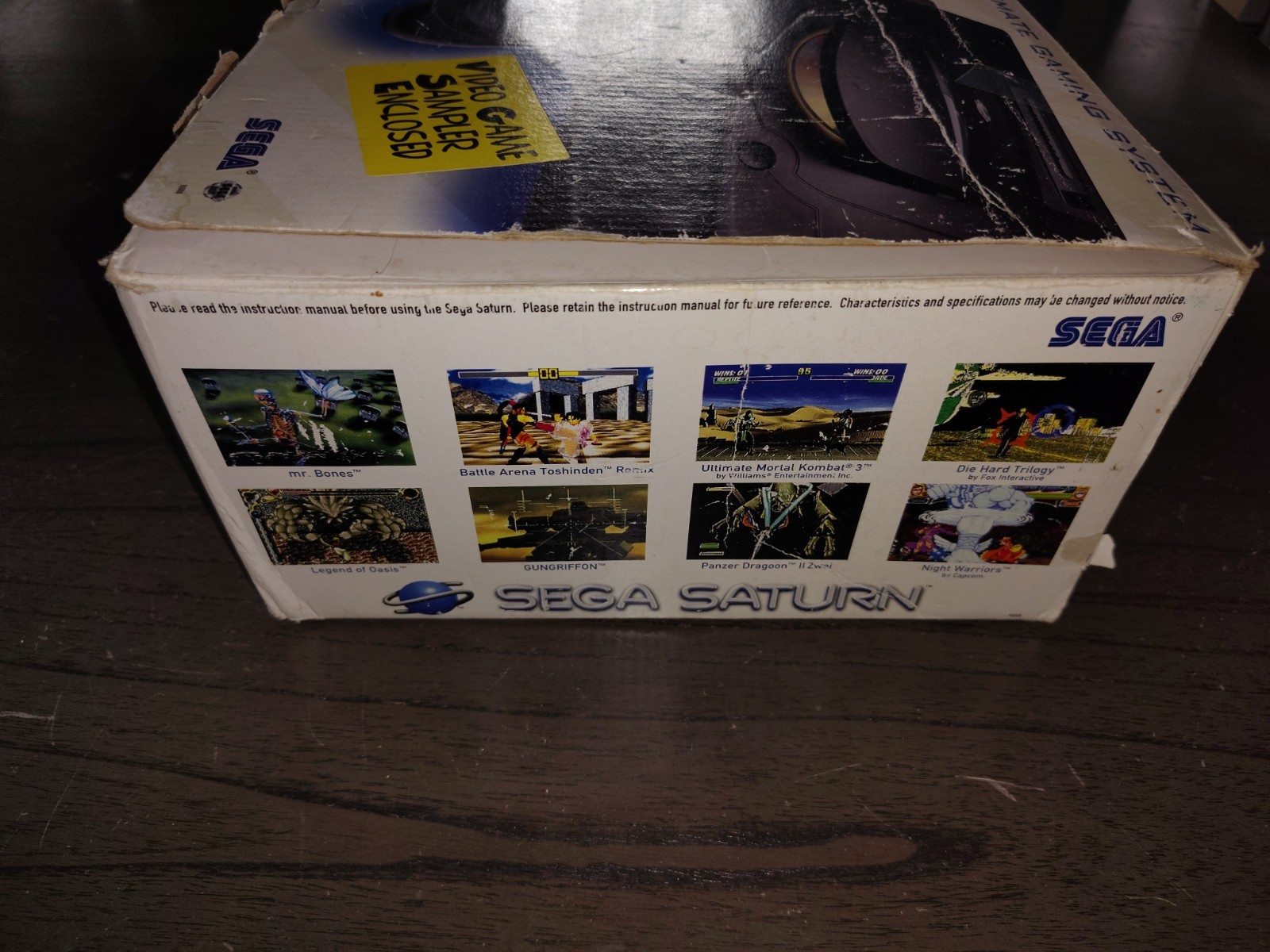 🔥Sega Saturn Black Game Console W/ Box & Controller + Sampler Disc _Works!