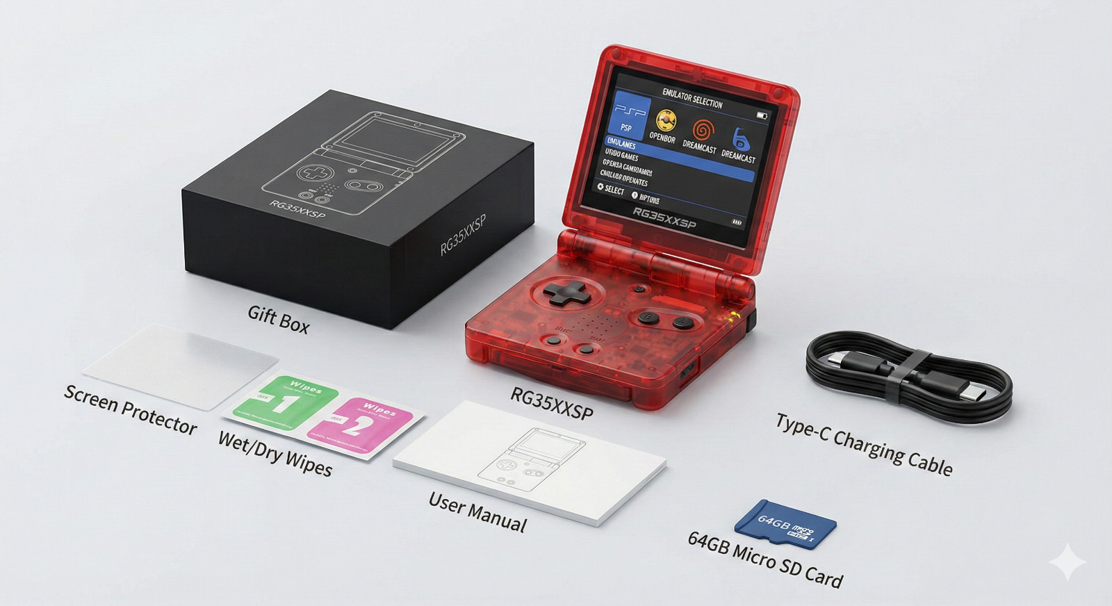 Anbernic RG35XXSP flip handheld console 64 GB Linux 3.5″ IPS WiFi HDMI red DE