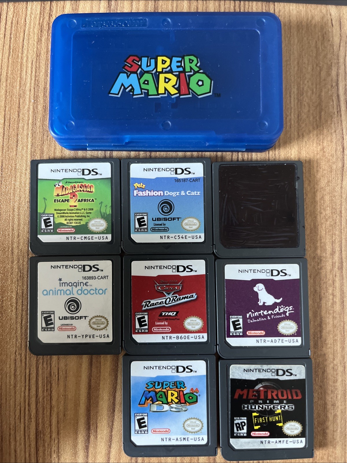 Nintendo DS Original Silver Console Bundle 9 Games Metroid Yoshi Mario 64 AS IS