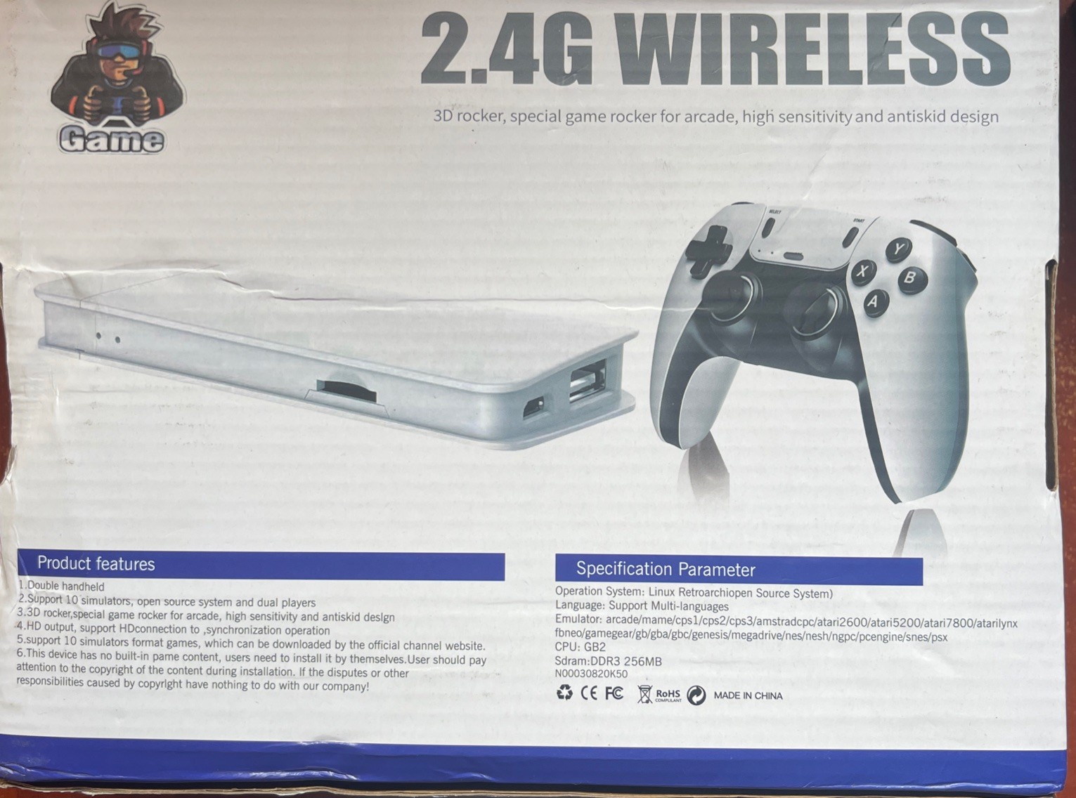 Game 2.4G Wireless Home Console 4K UHD Dual Players White