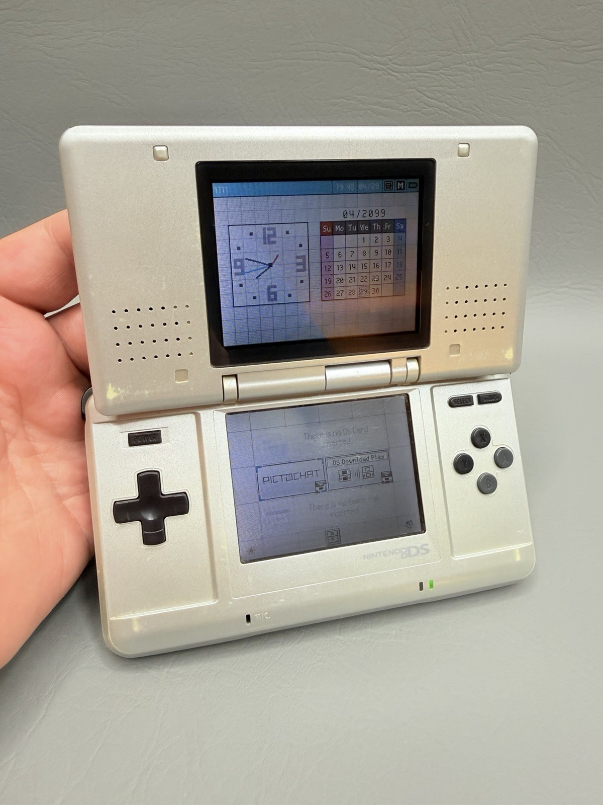 Nintendo DS Handheld System – Platinum / Silver Console – Deep Cleaned – Tested