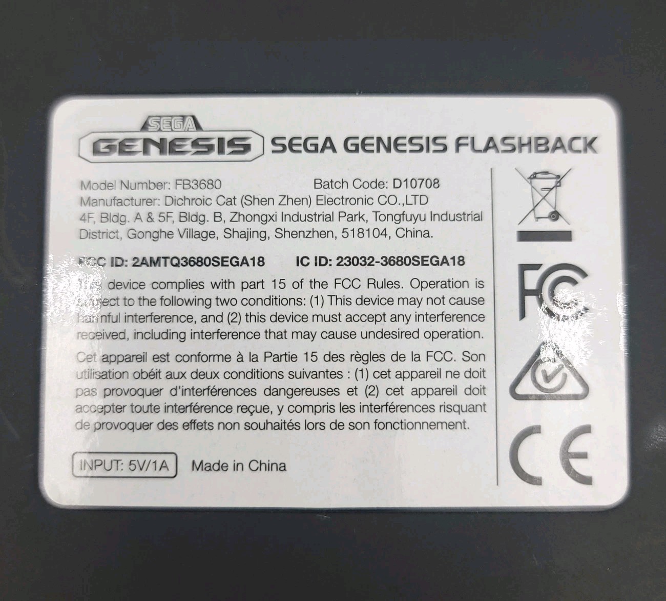 Sega Genesis Flashback AtGames 16 Bit Game Console FB3680 w/ 2 Controllers, HDMI