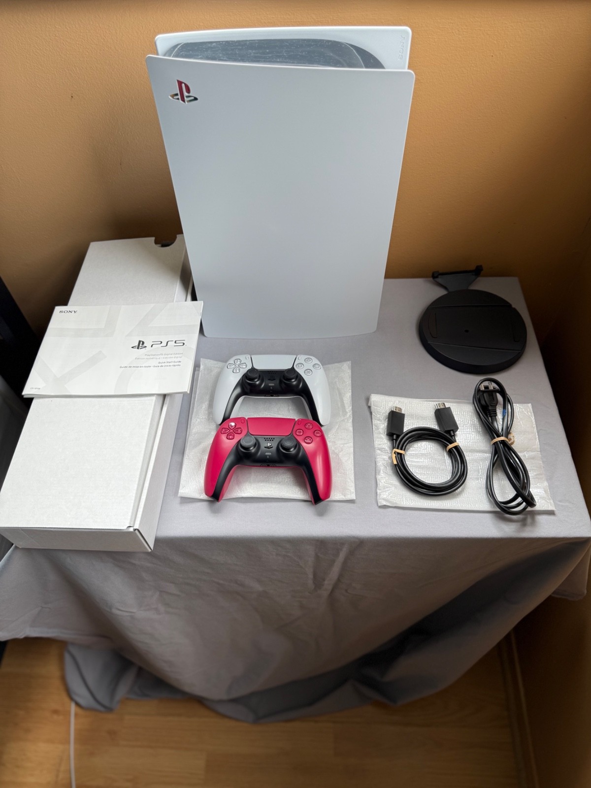 Sony PS5 Digital Edition 825GB Console Bundle- CIB 2 Controllers(White/Cosmic)