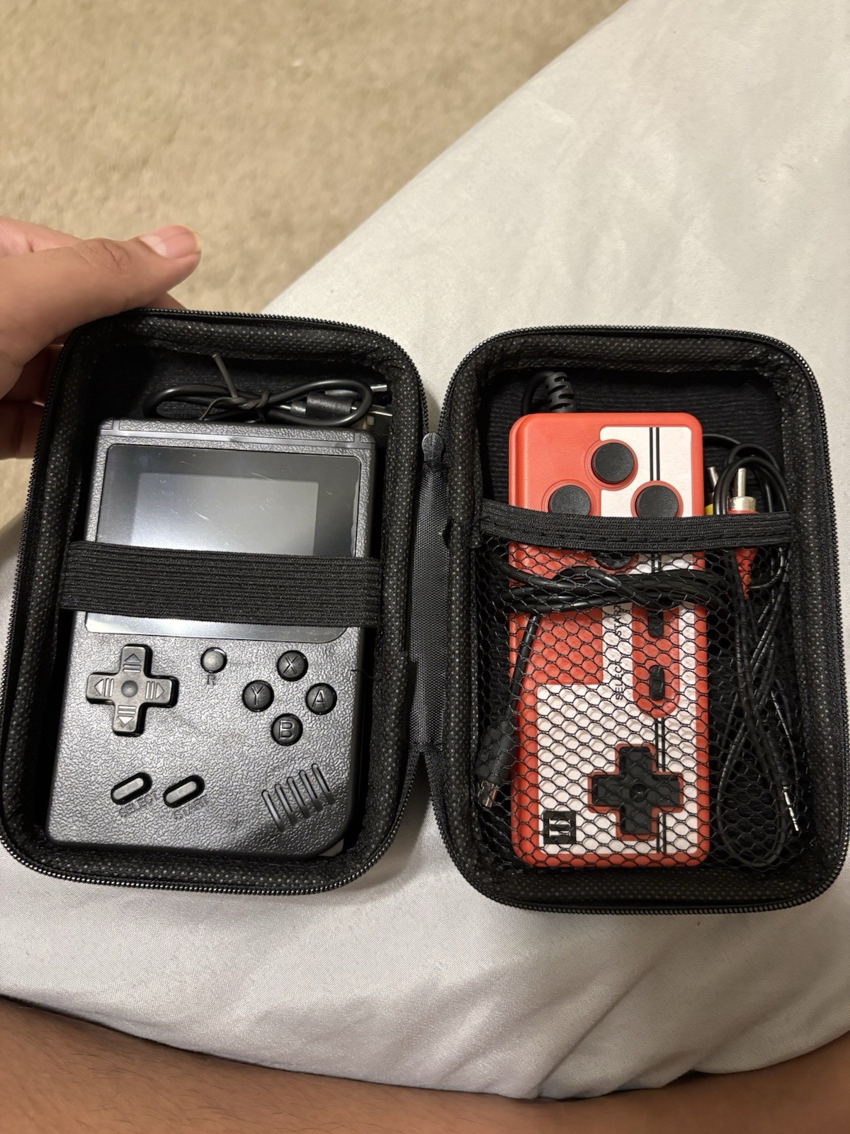 Handheld Retro Game Console Black w/ Case, Cables & Wired Controller