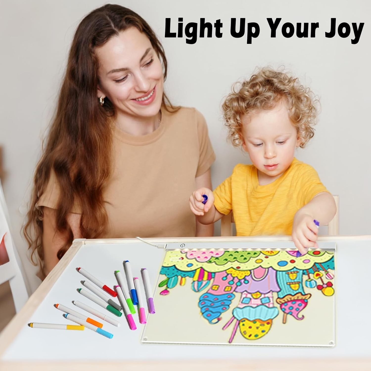 11.8″x8.5″ LED Drawing Board with 12 Markers, Brightness Adjustment Touch But…