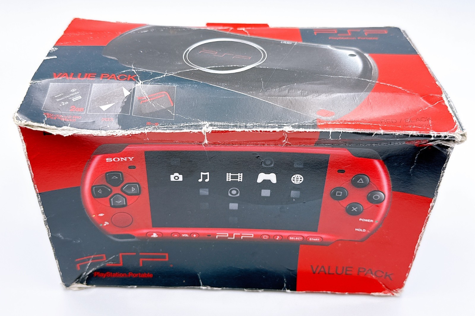 Sony PSP-3000 Console Red Black VALUE PAK Region Free w/2GB, Pouch – Excellent