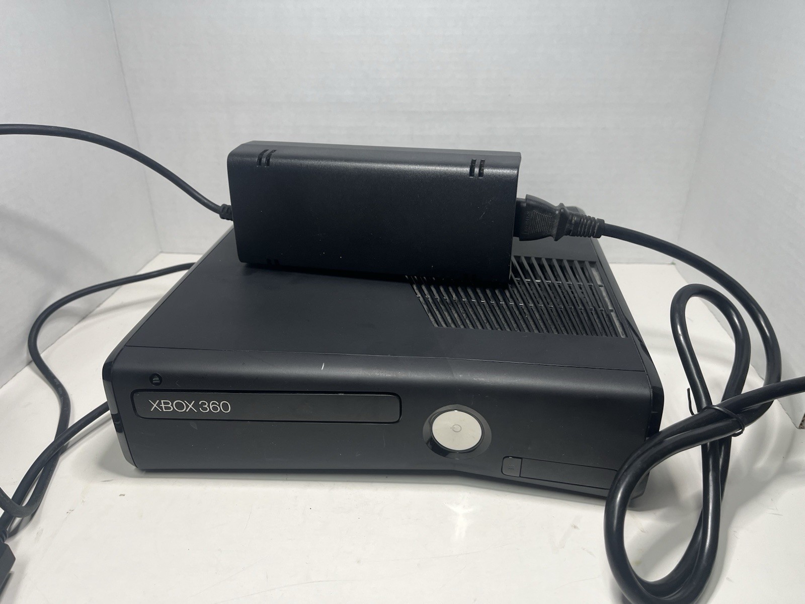 Microsoft Xbox 360 S Slim Black Console Model 1439 220GB + Power Supply – Tested