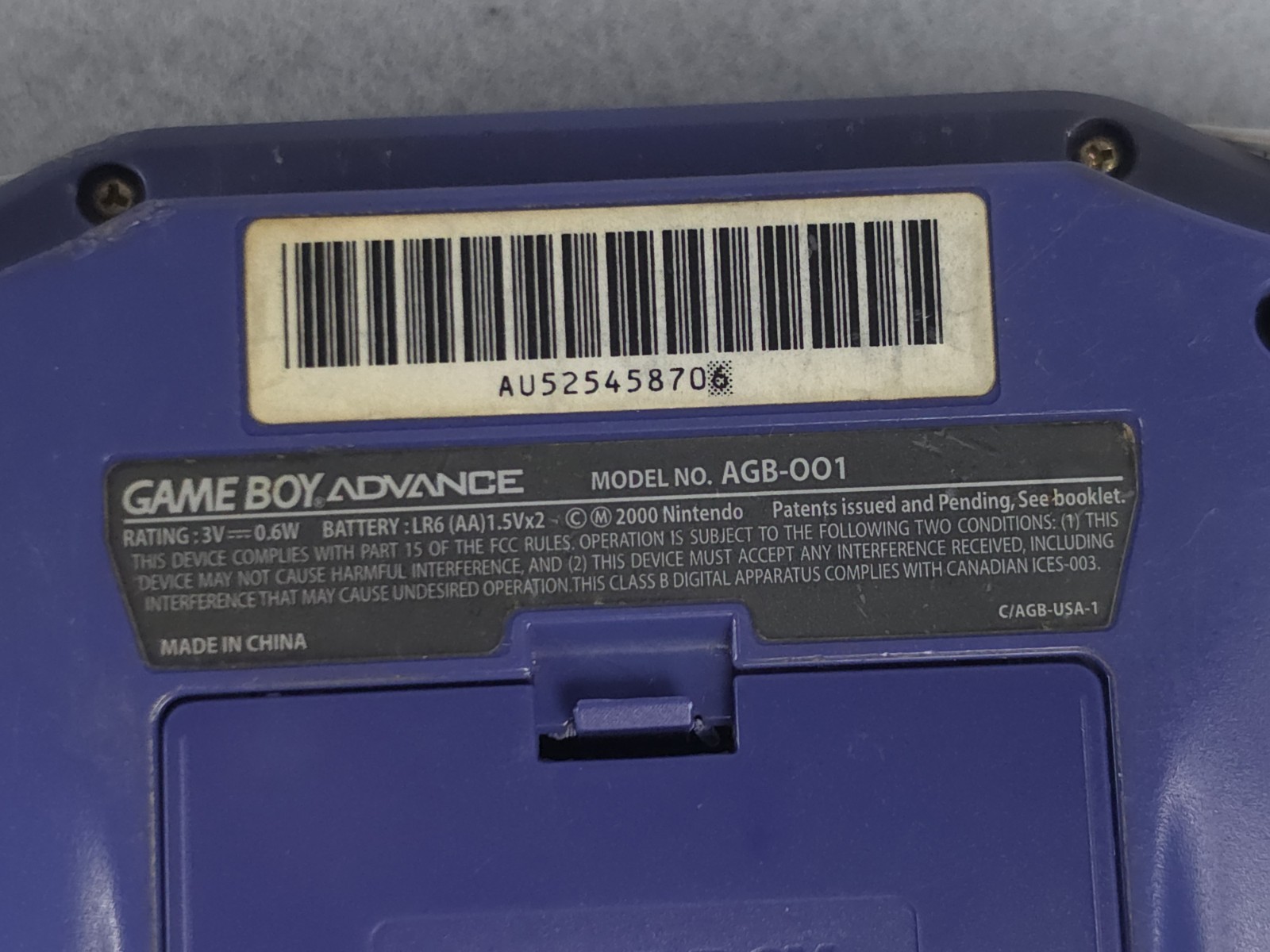 Nintendo Game Boy Advance Handheld System Indigo Purple Tested & Works!