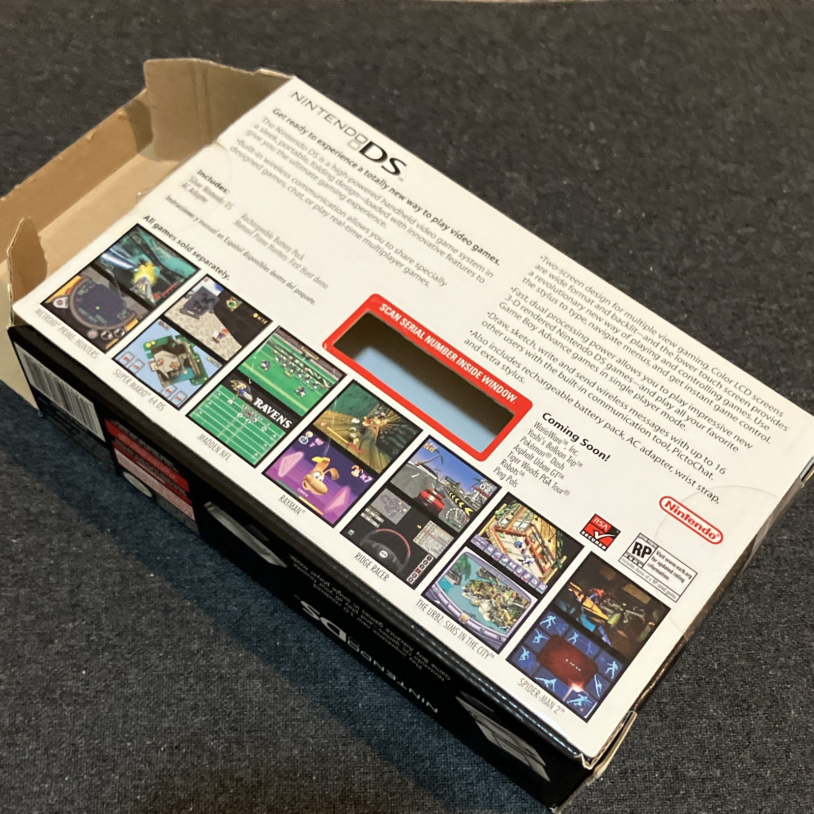 Nintendo DS NTR-001 Silver Handheld Console w/ Box Manuals Metroid Demo