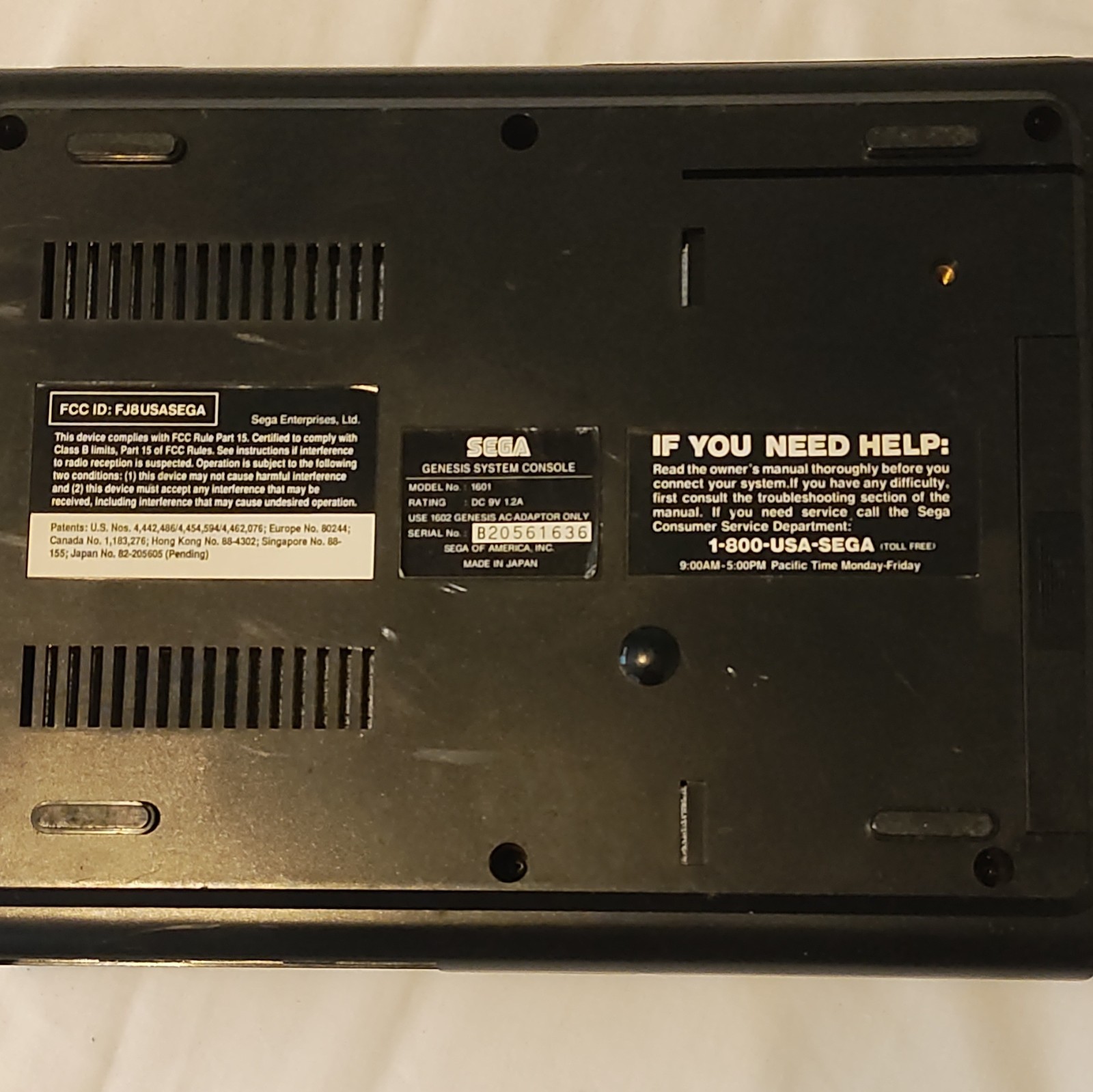 SEGA Genesis 16-Bit Home Console MPN 1601 Black NTSC-U/C (US/Canada)