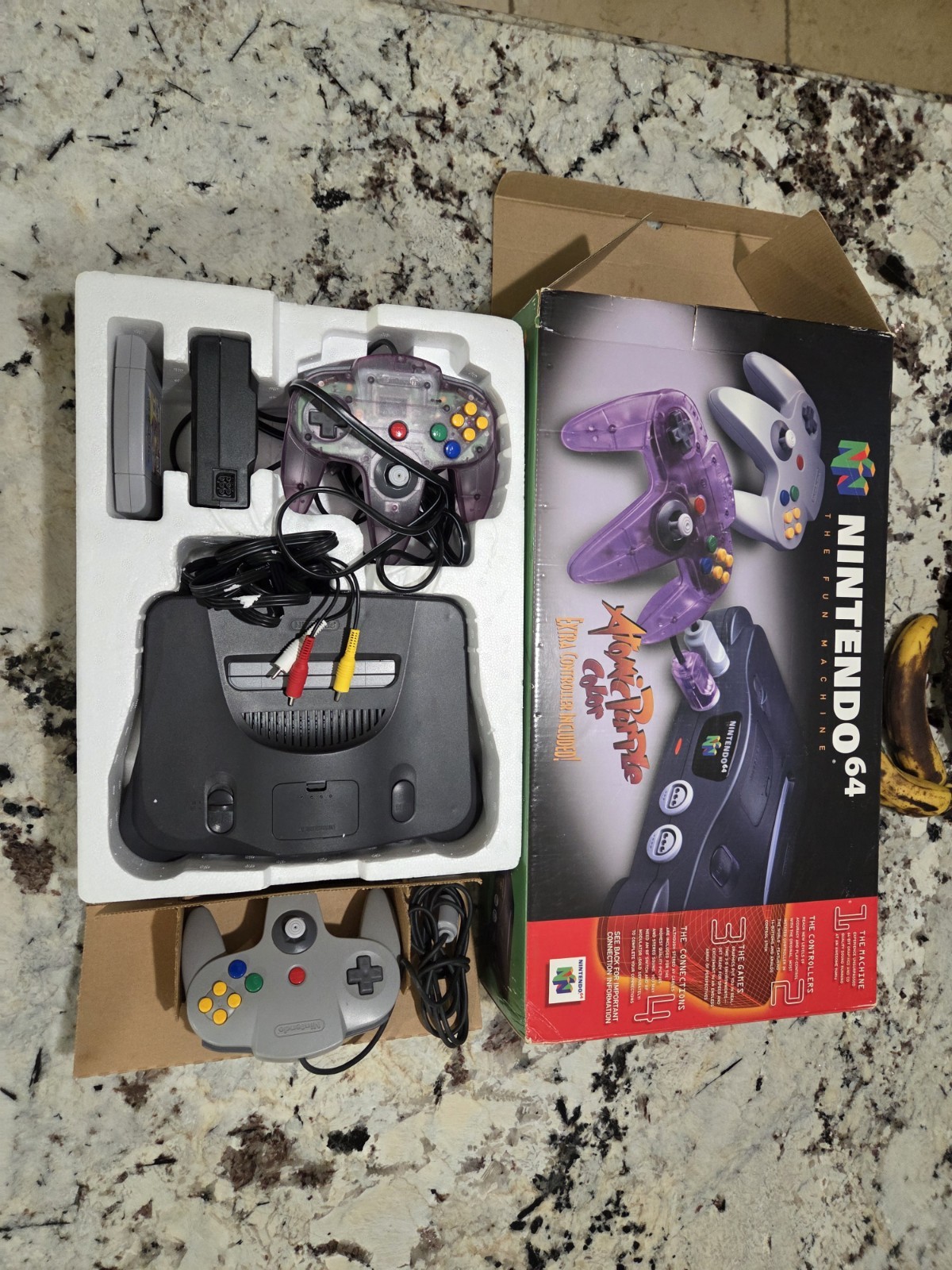 Nintendo 64 Atomic Purple Controller Console Bundle Complete In Original Box