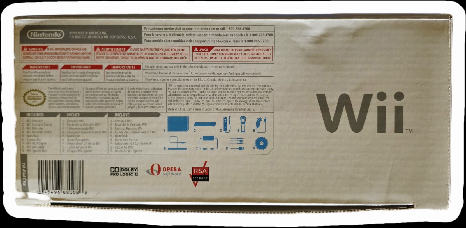 Nintendo Wii Console White RVL-001(USA) w/ Box, Wii Sports, Wi-Fi, NTSC-U/C
