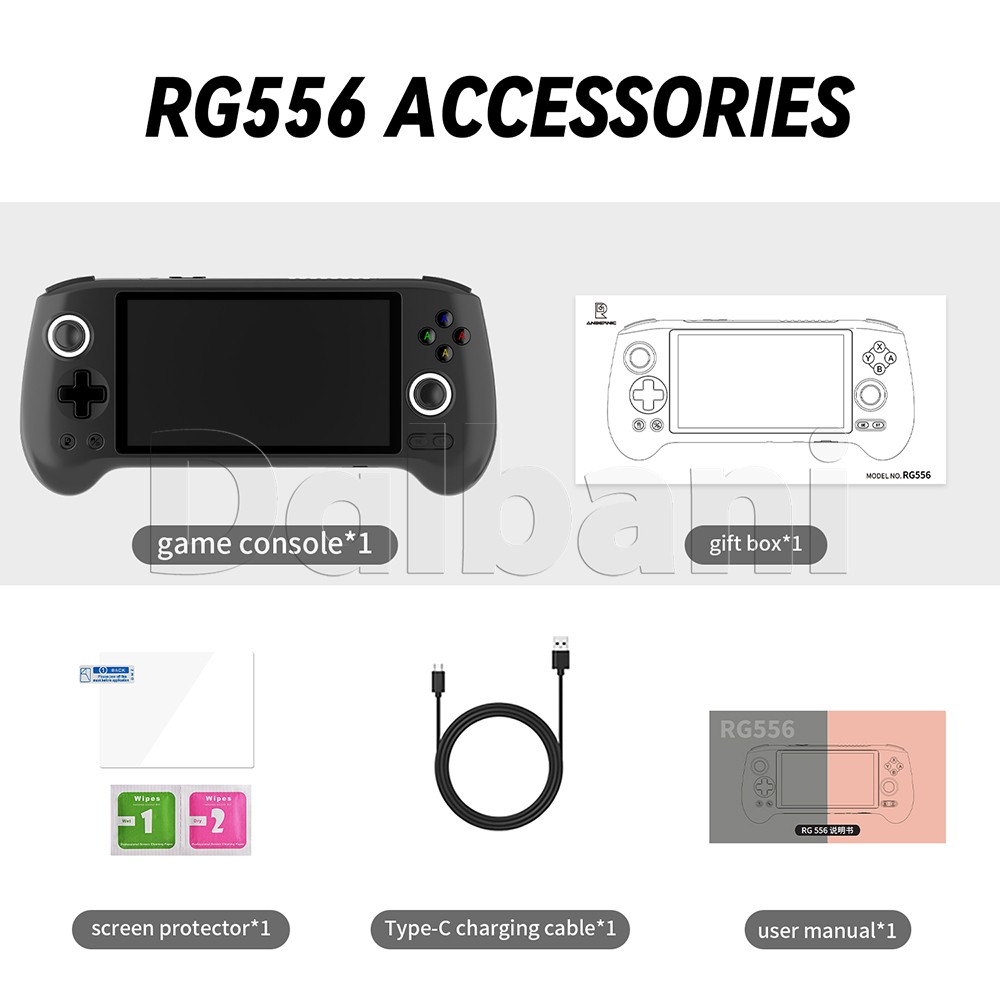 RG556 5.5″ Anbernic Black Handheld Game Console nisoc T820 5500mAh