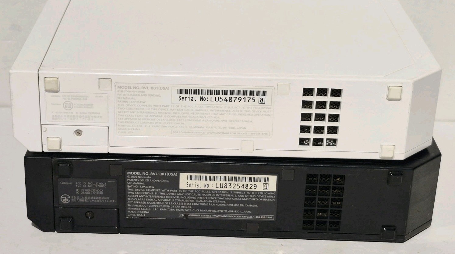LOT OF 2 NINTENDO WII CONSOLES RVL-001 GAMECUBE COMPATIBLE FOR PARTS OR REPAIR