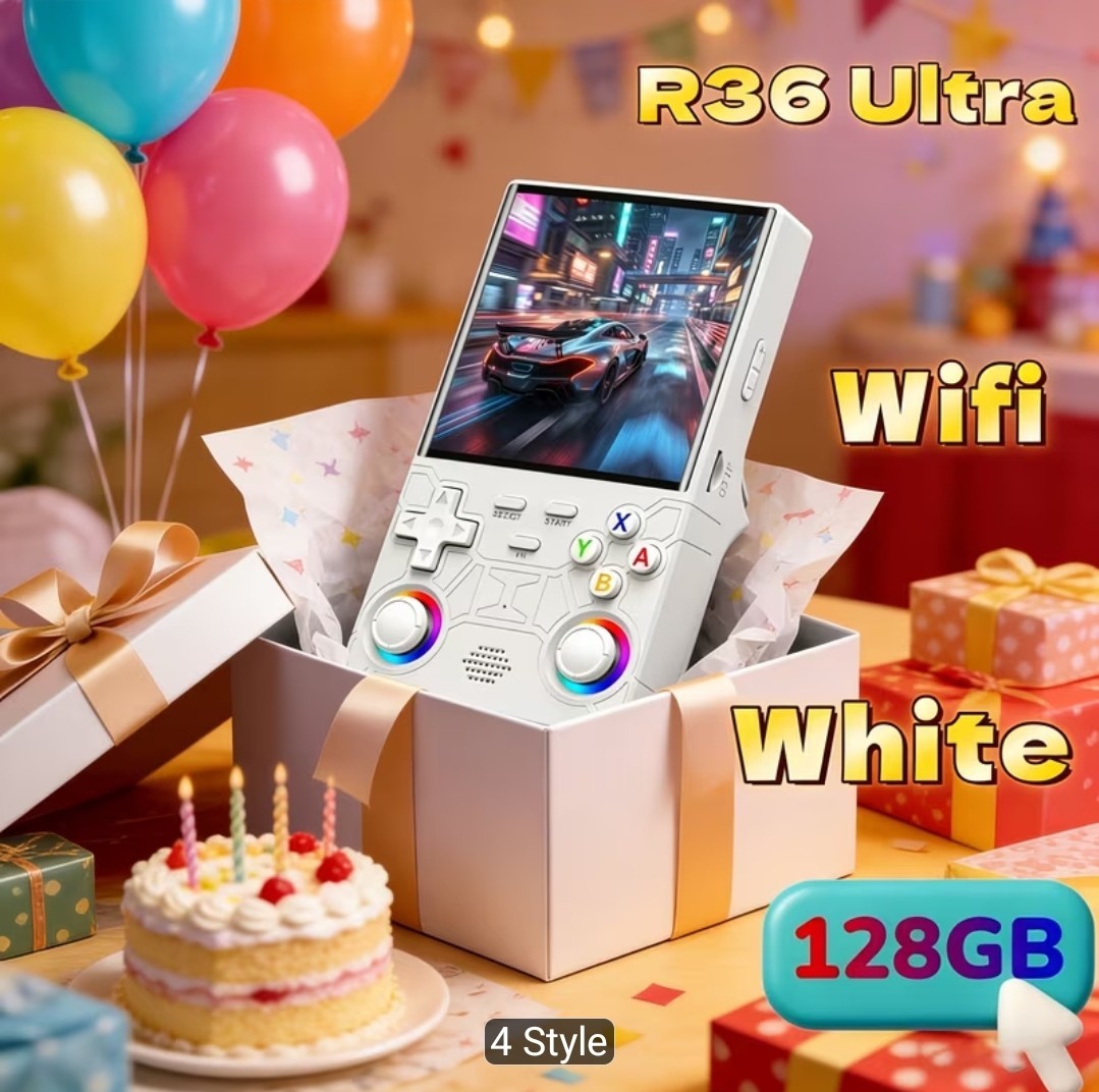 R36 Ultra 4″ 720×720 Handheld Game Console 128GB 3500mAh Wi-Fi Purple