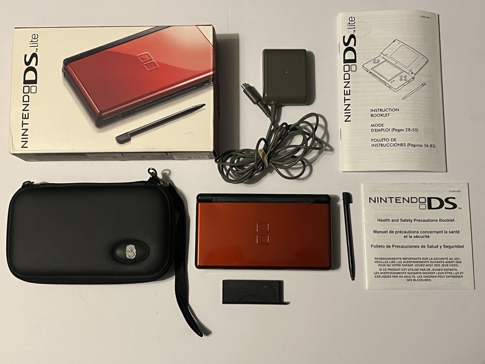 Tested Nintendo DS Lite Crimson Red System READ Complete In Box CIB Charger OEM