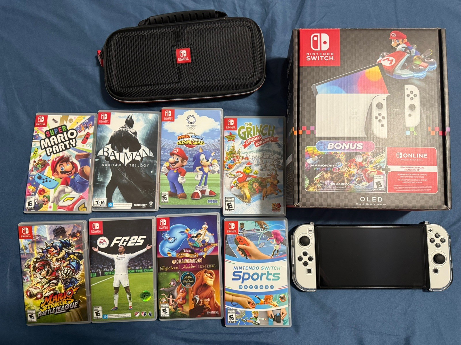 Nintendo Switch OLED Game Console White and Black With 8 Games