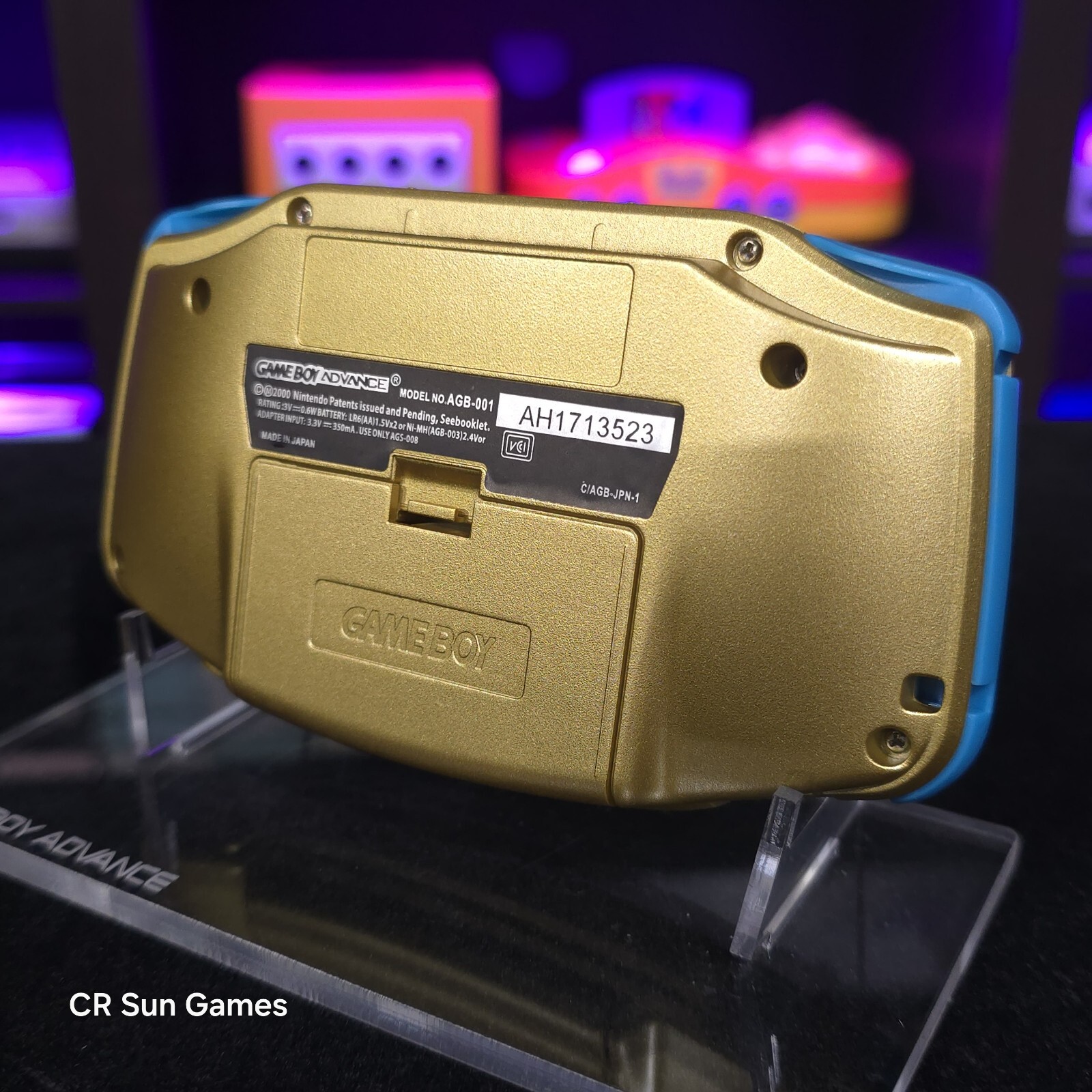 Gold Pokemon Game Boy Advance GBA Console with iPS V5 Backlight Backlit LCD MOD