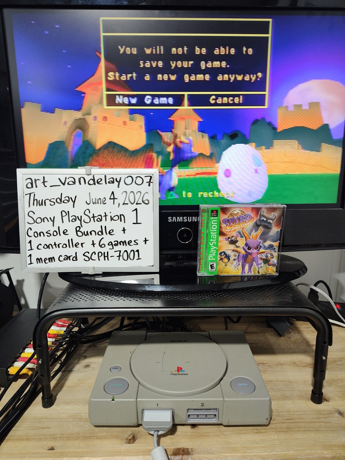 Sony PlayStation 1 Bundle SCPH-7001 + 1 Controller + 6 Games + Mem Card* Tested!