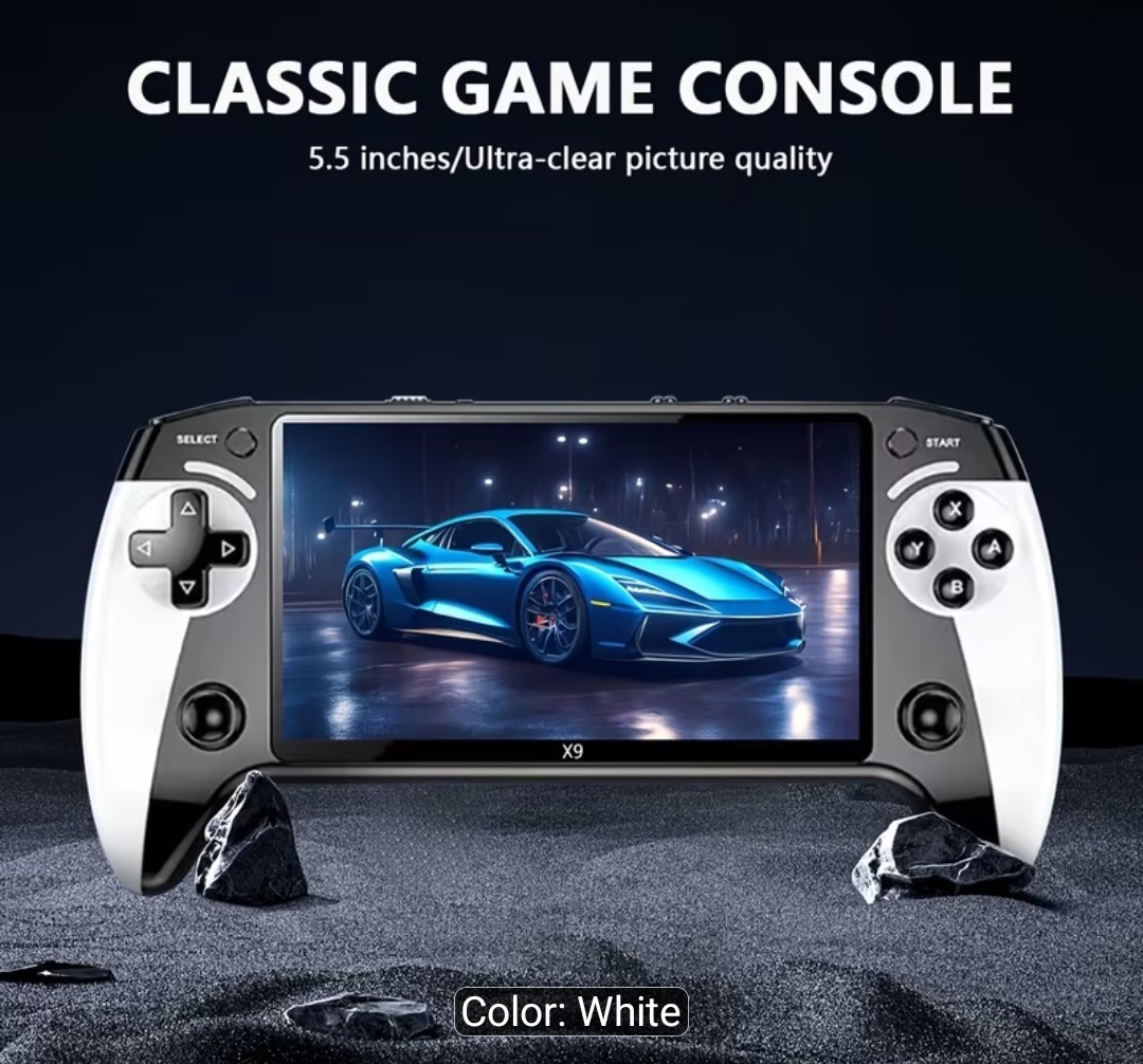 X9 5.5″ Screen Retro Handheld Game Console, HDMI USB TV Output White/Black