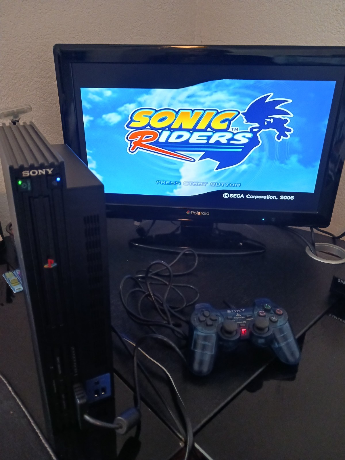 Sony PlayStation 2 Bundle SCPH-35001 + Blue Controller + 128MB Sonic Riders