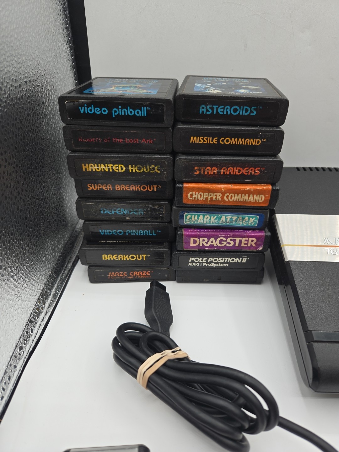 ATARI 7800 Pro System Console 16 Games Controllers Cables Tested Working Rf