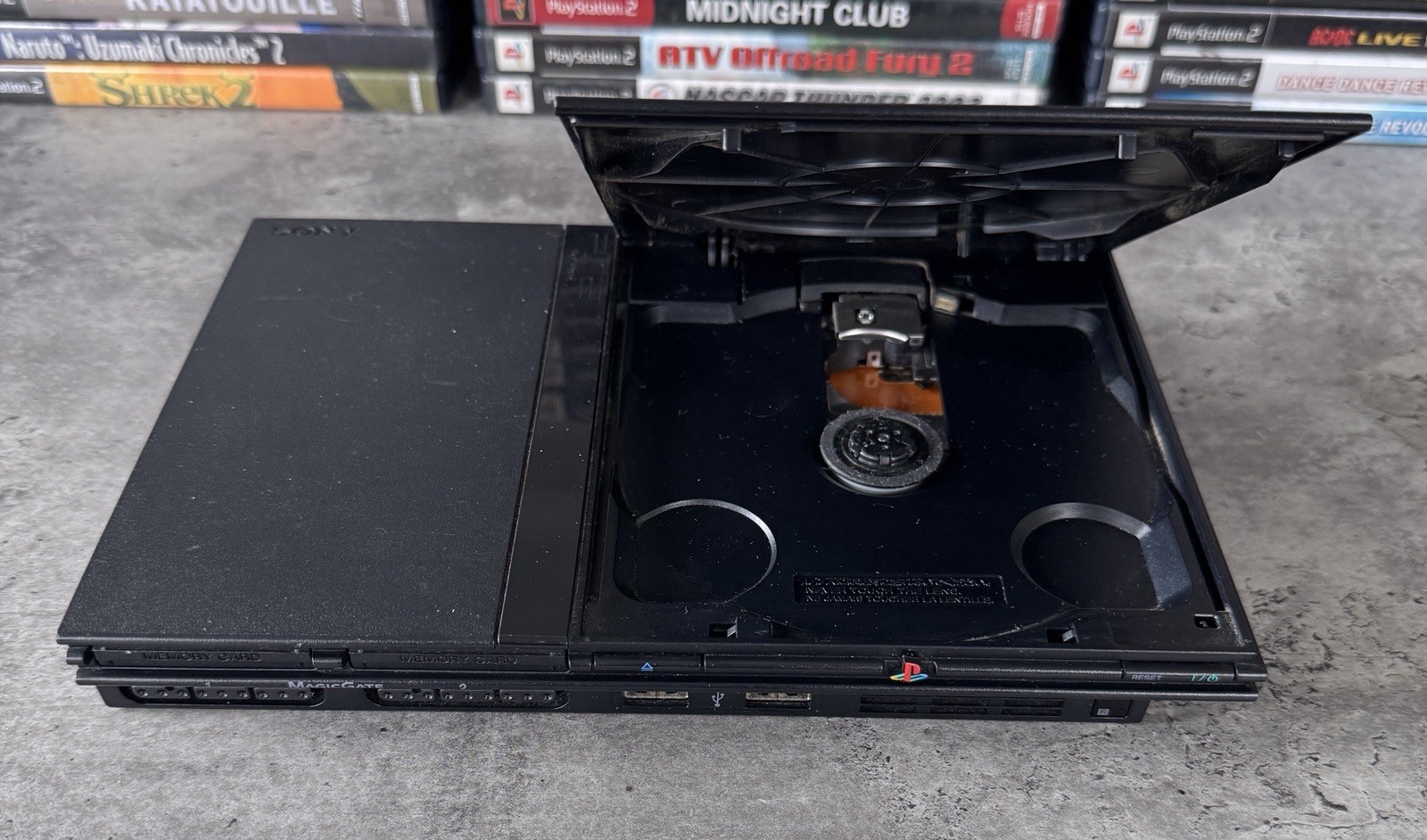 PS2 Slim Bundle – Console+Controller+8MB Card+OEM Cables+ 40+ Games L@@K + READ