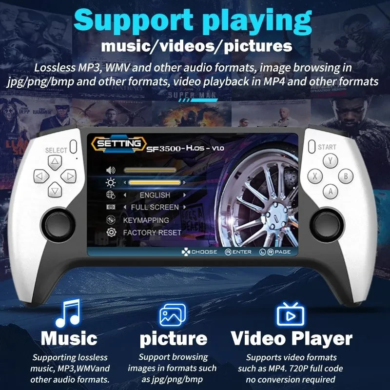 SF3500 5» IPS Handheld Game Console 64G 3000mAh Retro Player Xmas PARTY GIFTS