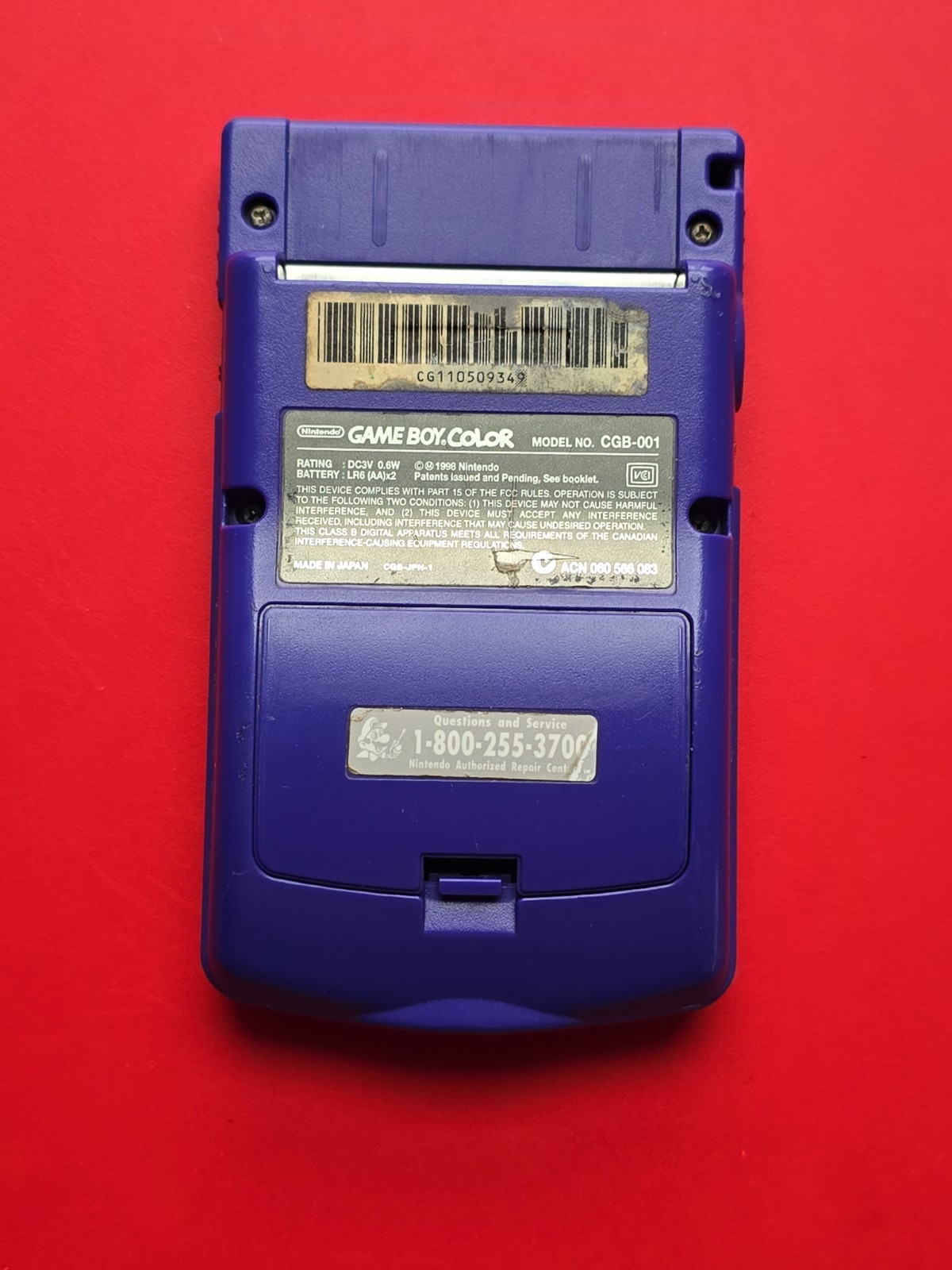 Grape Purple Handheld System CGB-001 Game Boy Color Tested Works Flaws Read Desc