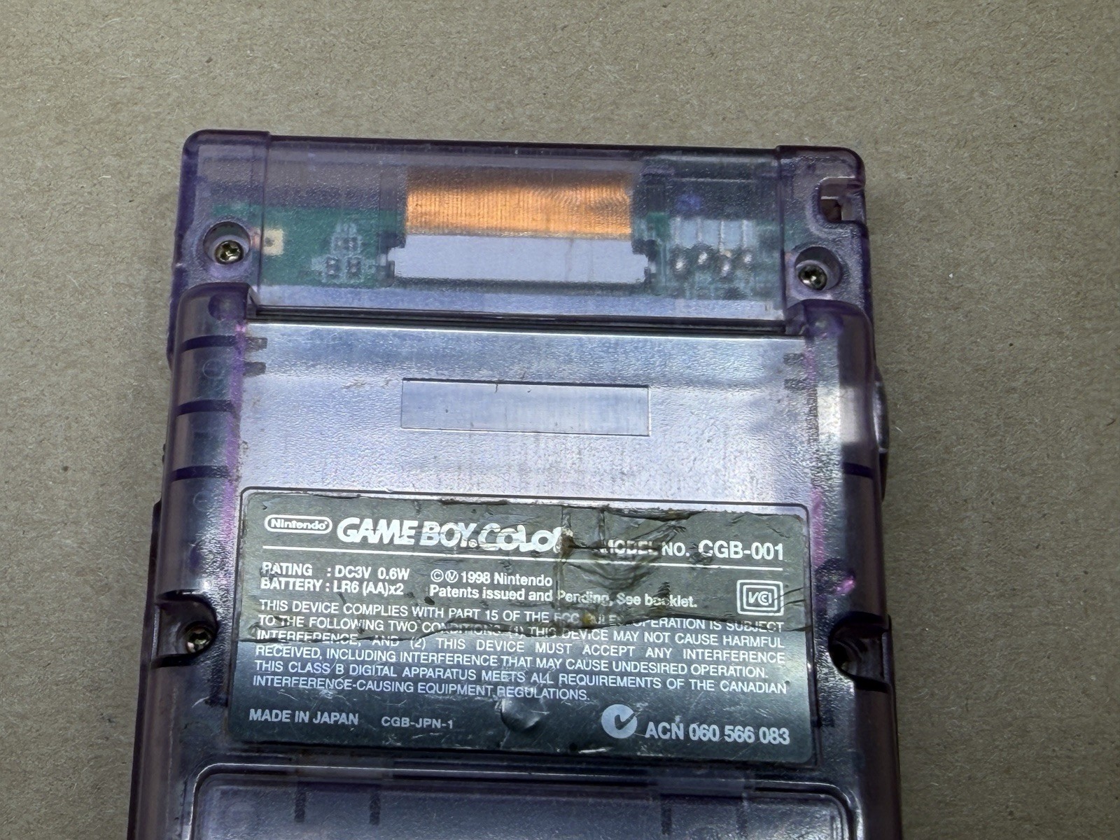 Nintendo Game Boy Color Handheld System Atomic Purple *Has Cosmetic Wear* Tested