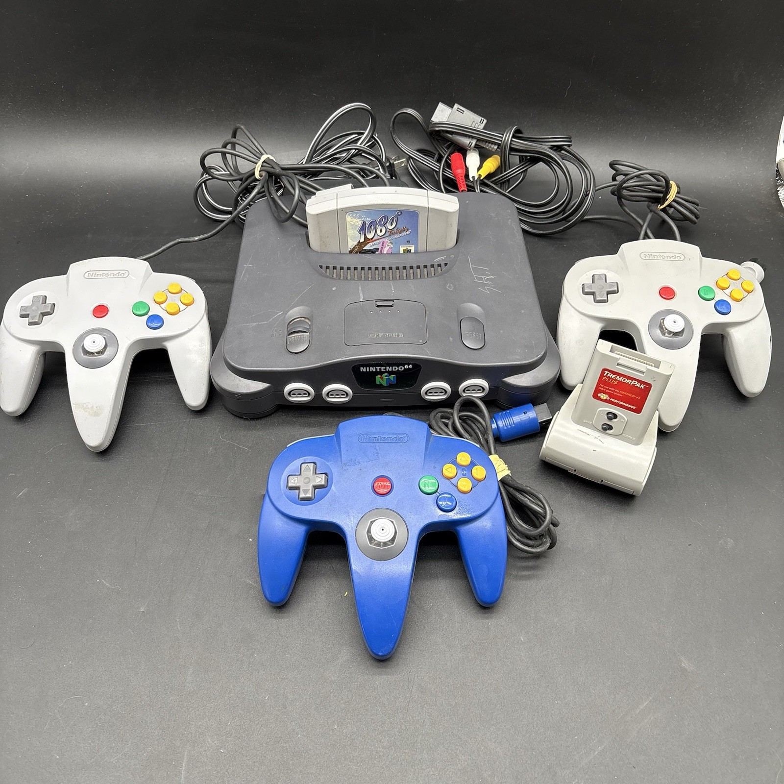 Nintendo 64 N64 Bundle – 1080 Snowboarding Game, 3 Controllers, TremorPak Tested