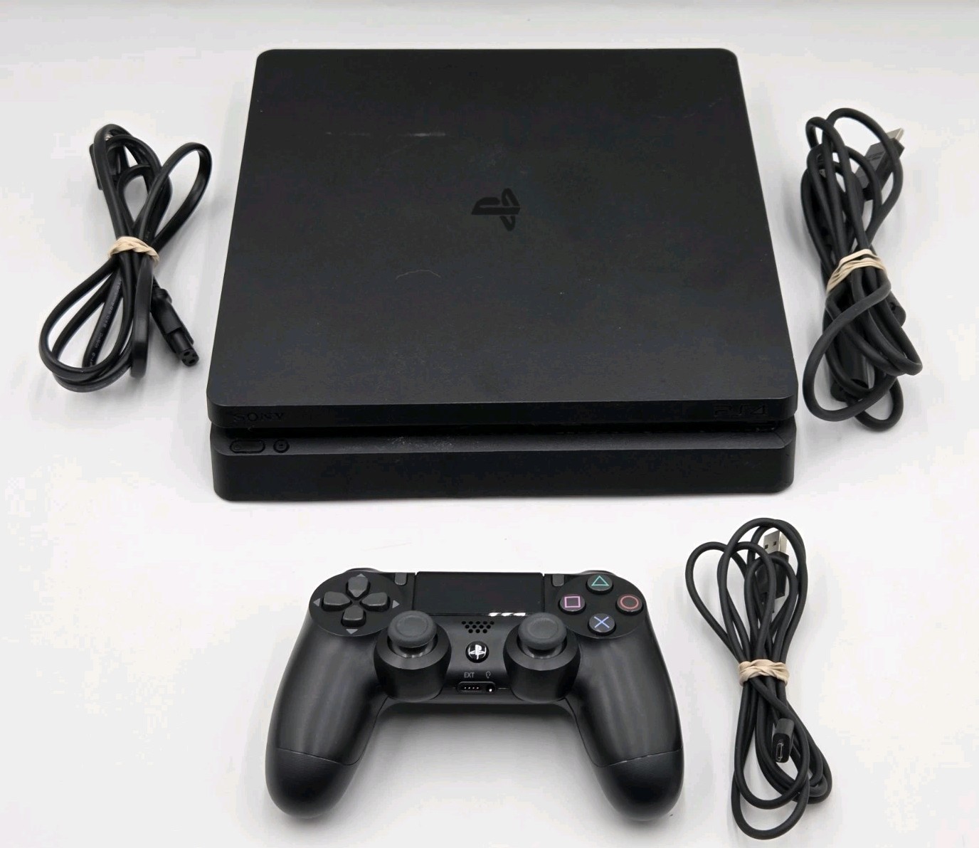 Sony PS4 Slim 1TB Black Console (CUH-2215B) DualShock 4 Controller, Cables Read!