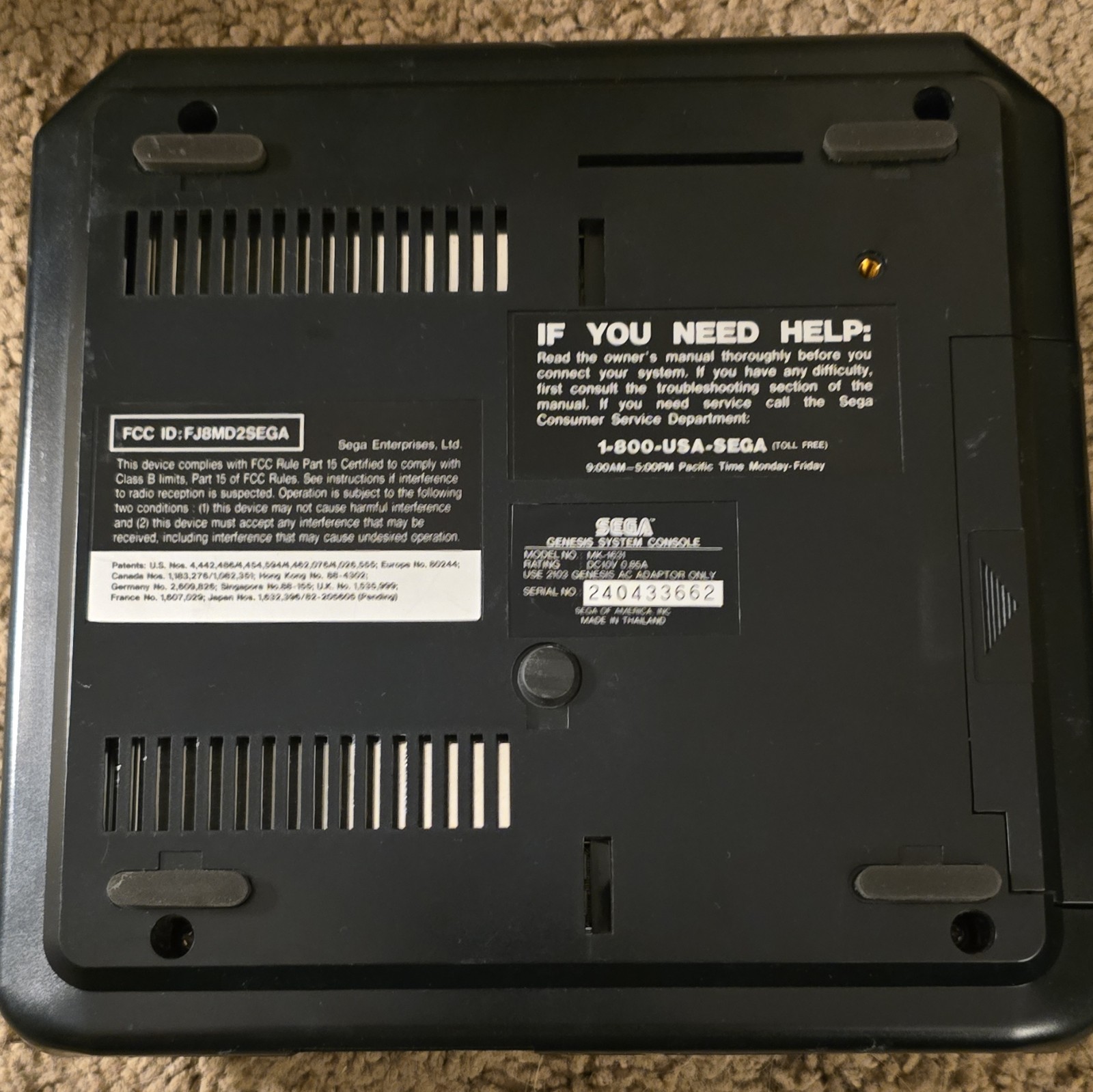 SEGA Genesis Home Console Black RF NTSC-U/C (US/Canada) MPN MK-1601