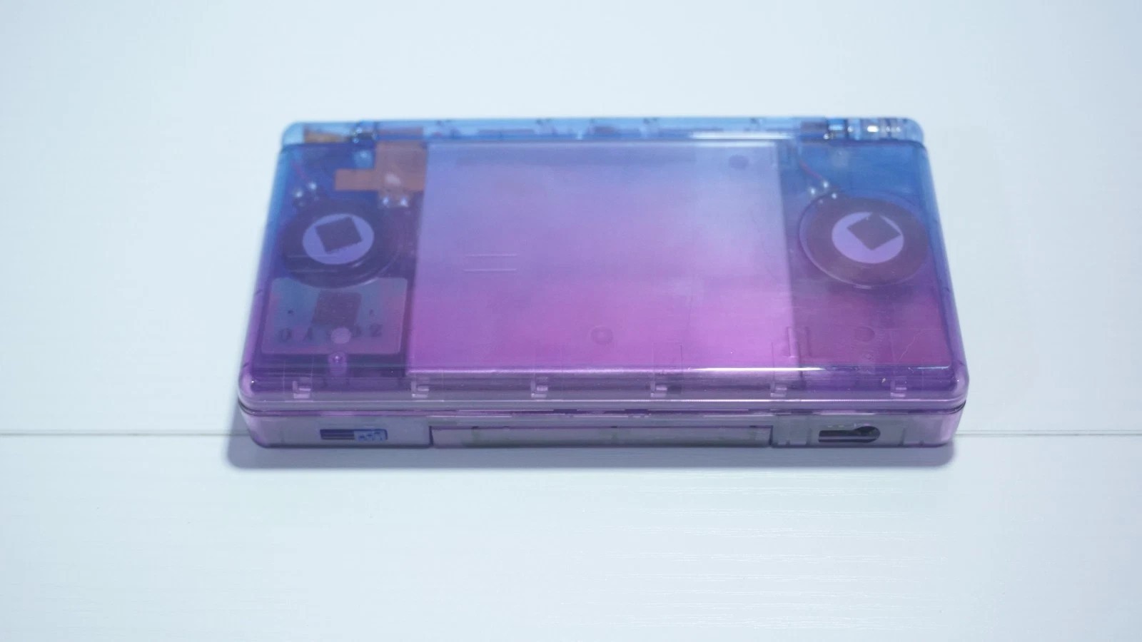 Nintendo DS Lite Transparent Clear Blue & Purple Handheld System with Charger