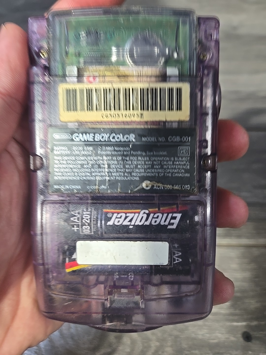 Nintendo Game Boy Color CGB-001 Purple Clear Handheld Console 1998 5 Game Bundle