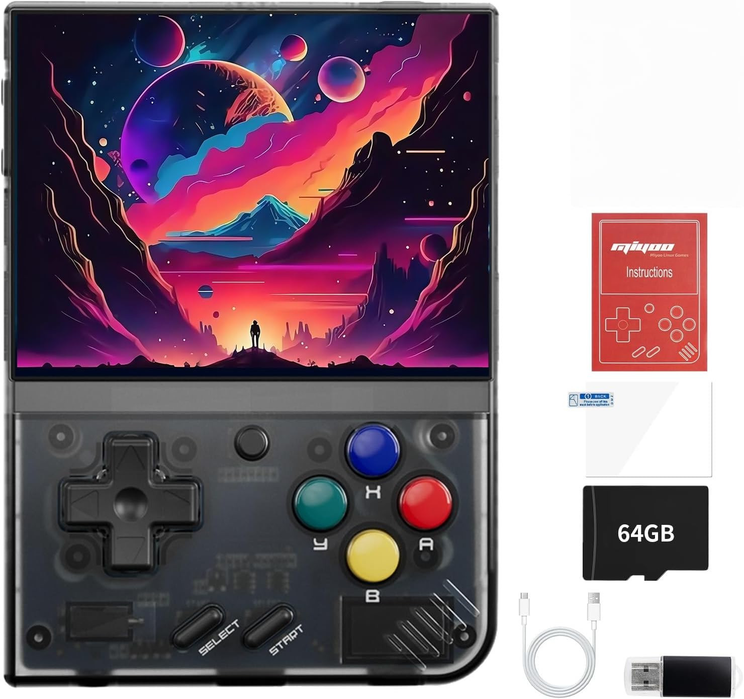 Miyoo Mini Plus Retro Handheld Console – 64GB, 3.5″ Screen, 3000mAh Battery