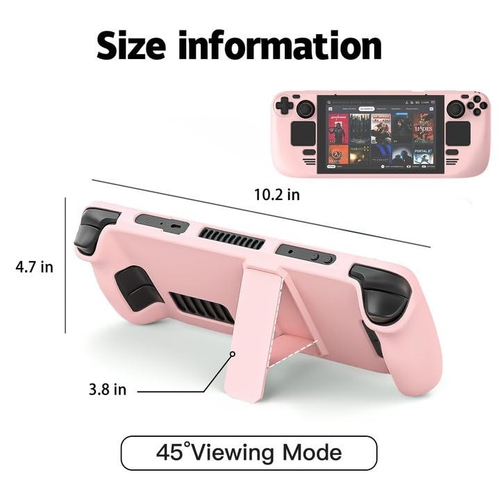 Stylish Pink Steam Deck Case with Hard Shell & Kickstand for Ultimate Protection
