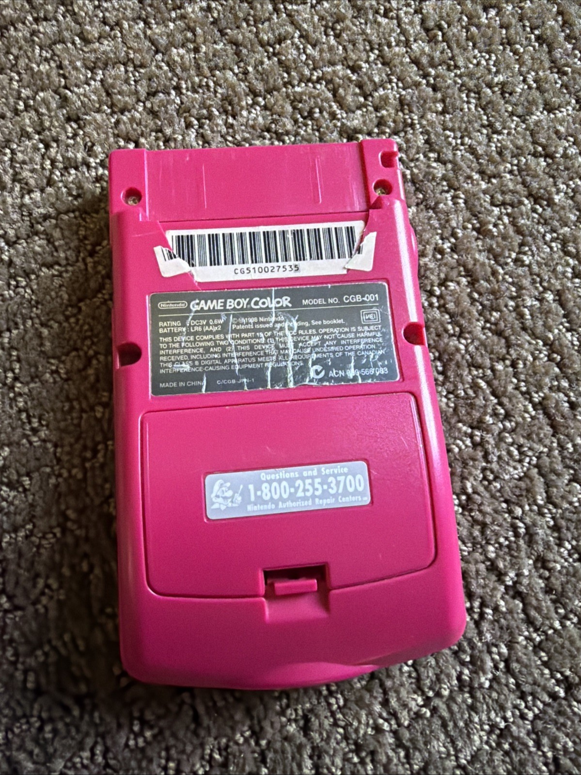 Nintendo Game Boy Color Launch Edition Berry Handheld System