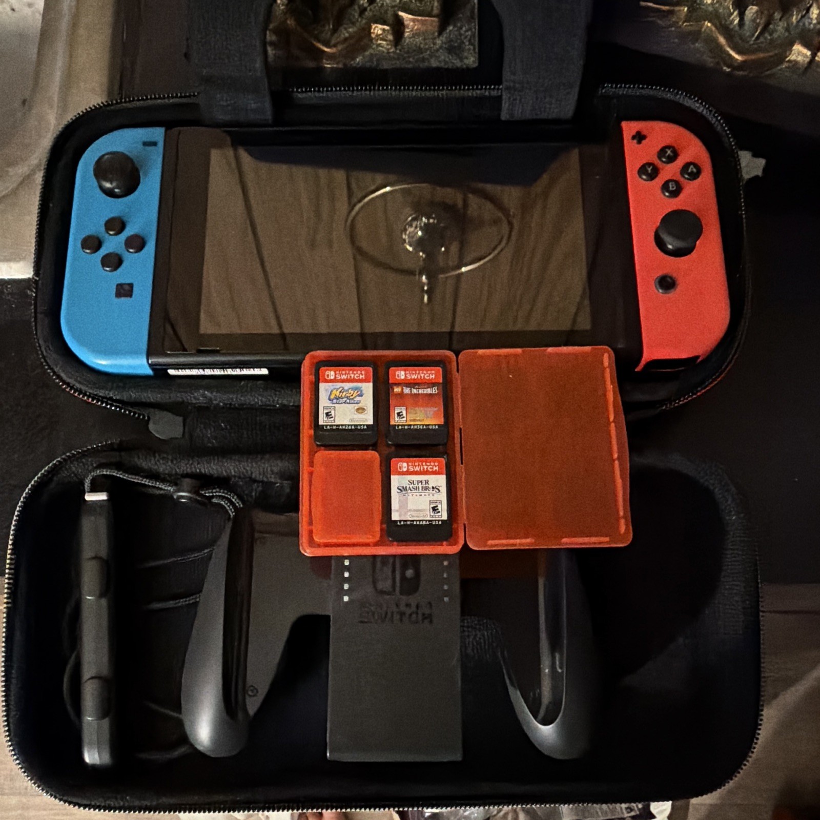 Nintendo Switch 32GB Console Neon Red/Blue Joy-Con Dock Case + 3 Games
