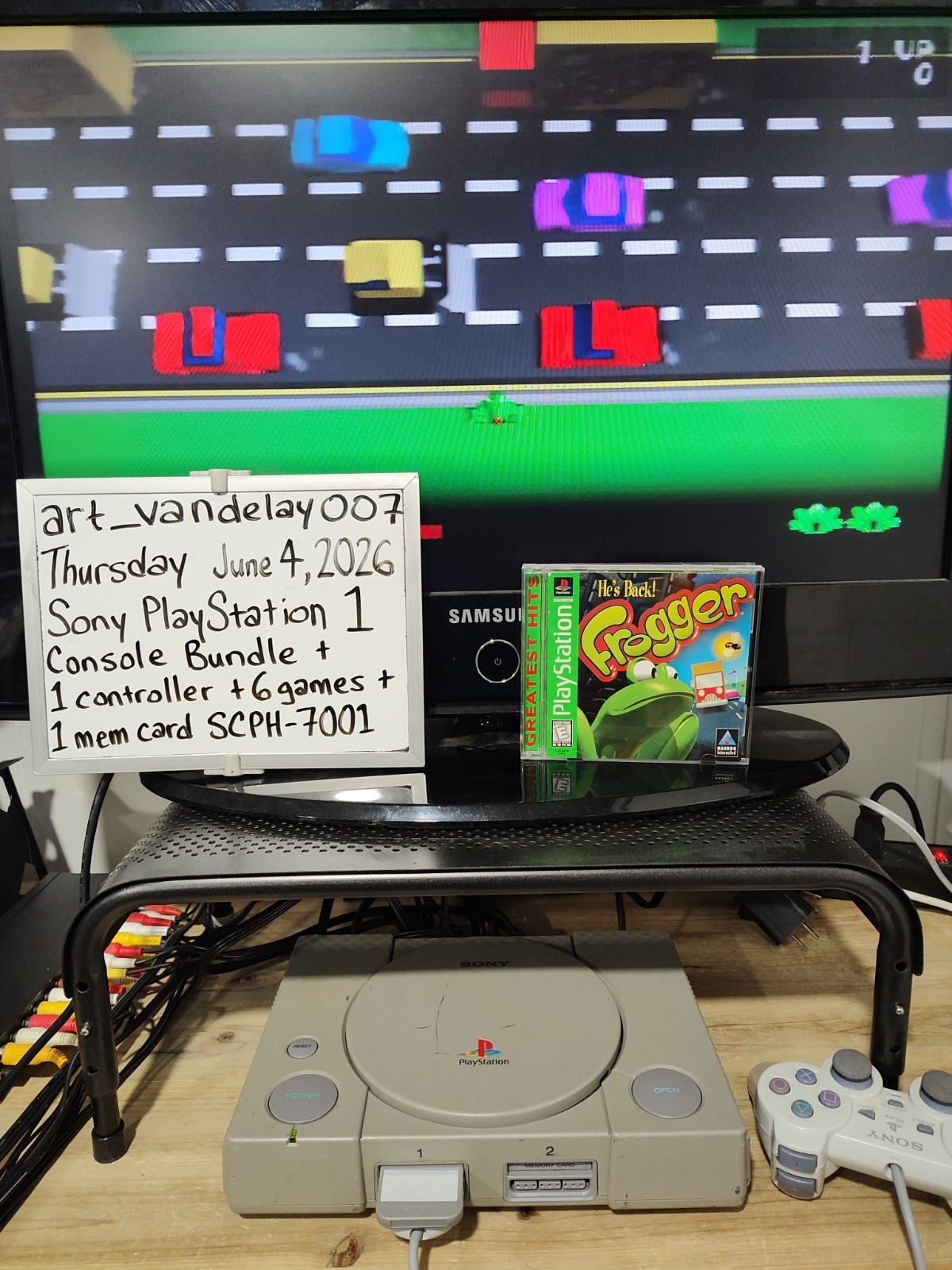 Sony PlayStation 1 Bundle SCPH-7001 + 1 Controller + 6 Games + Mem Card* Tested!