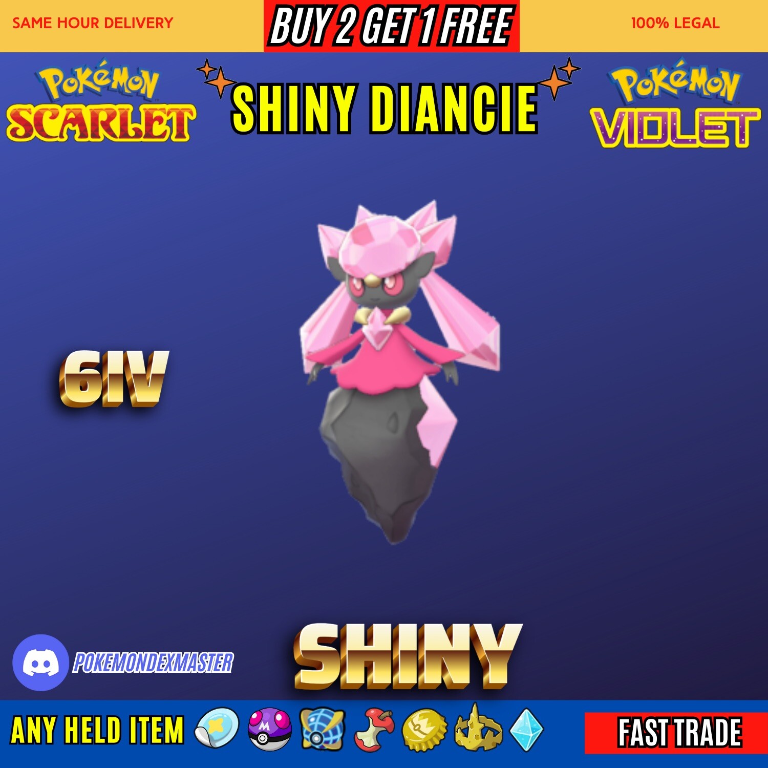 ✨6IV Shiny Diancie✨Pokemon Scarlet and Violet
