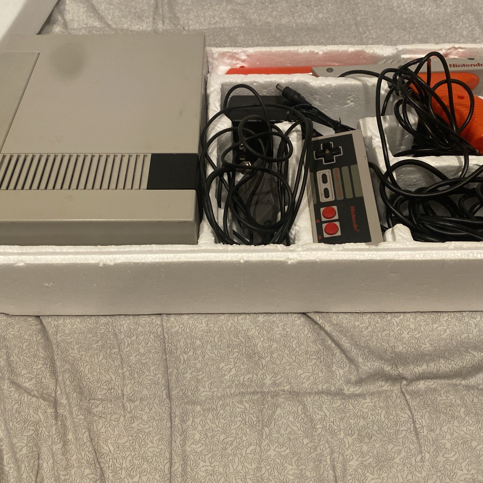 Nintendo NES Action Set Home Console In Box Tested w/ Styrofoam And Controllers