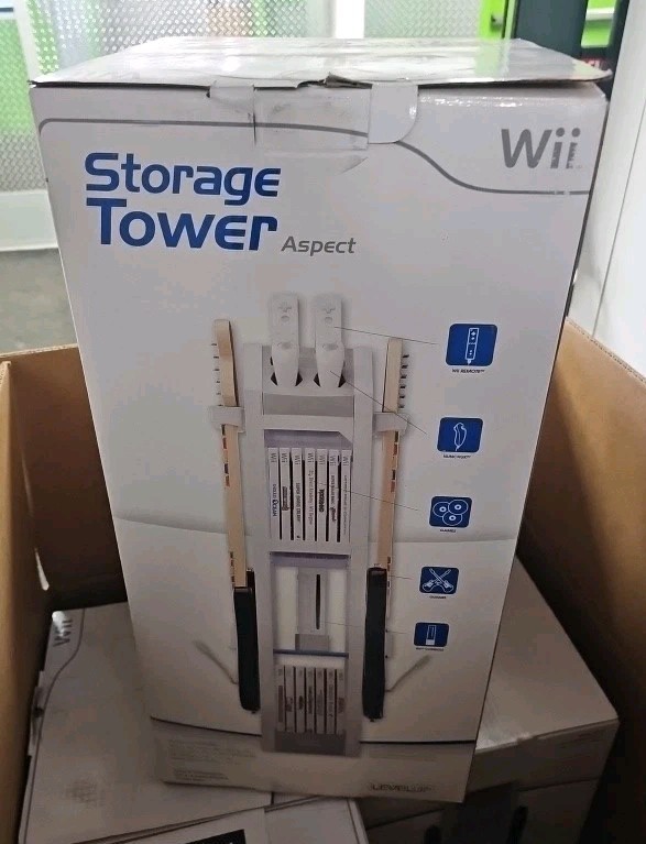 Nintendo Wii 2010 White Storage Tower Level Up Aspect Gaming NEW FACTORY SEALED