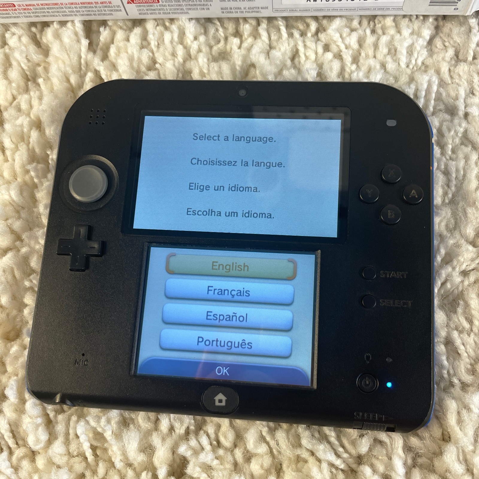Nintendo 2DS Blue Black Handheld Mario Kart 7 Bundle FTR-001 Complete CIB