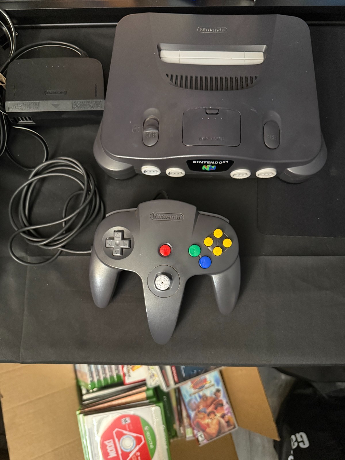 Nintendo 64 N64 Charcoal Gray Console Bundle OEM Controller Tested & Working
