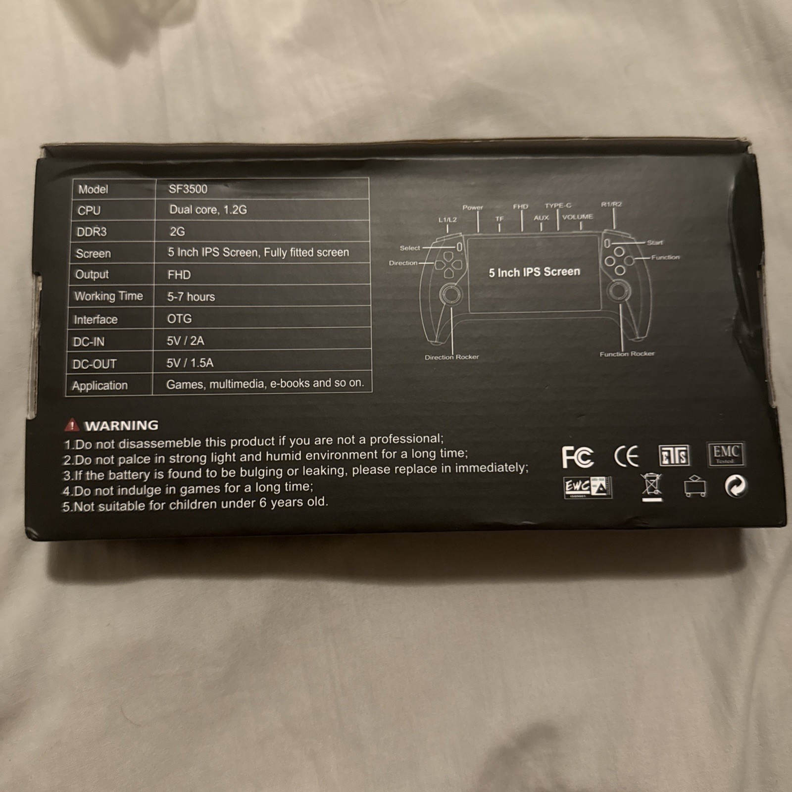 SF3500 5» IPS Handheld Game Console 64G 3000mAh Retro Player