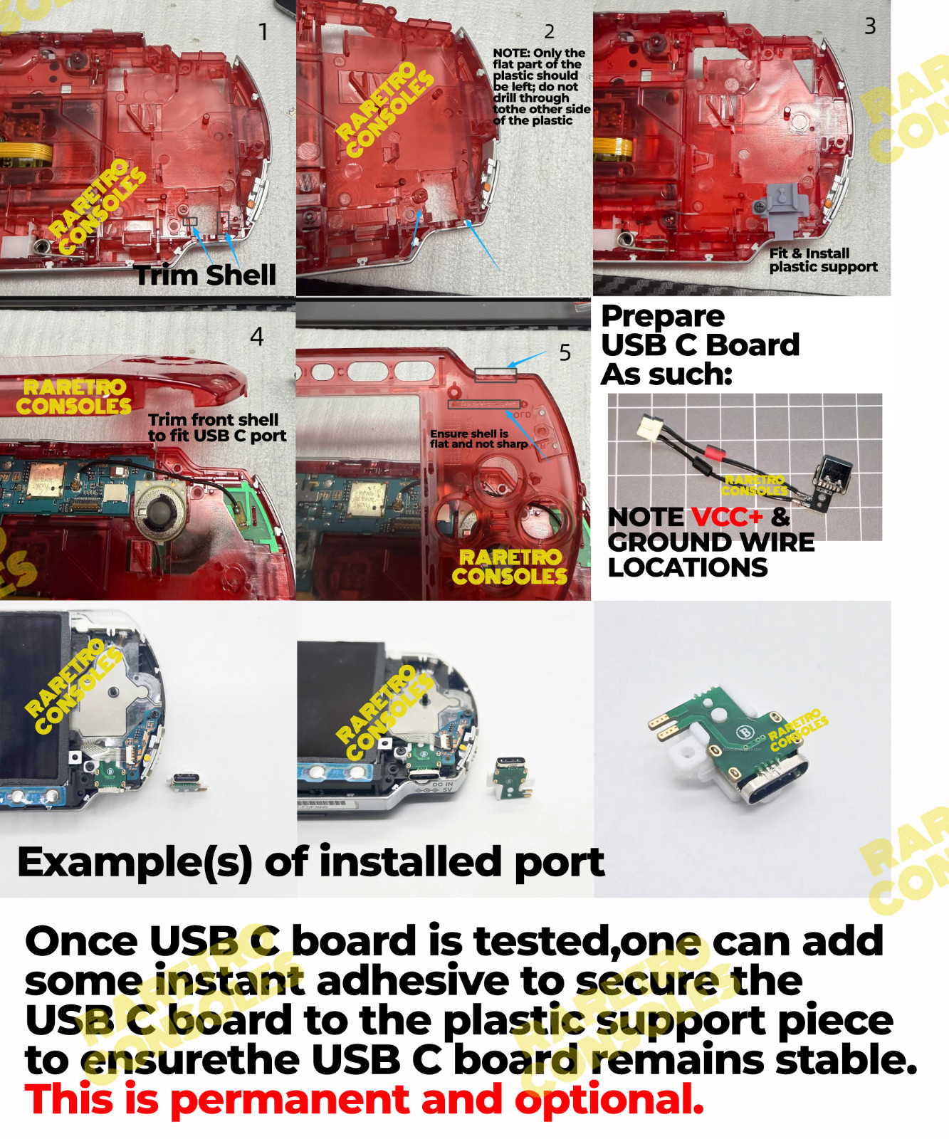 USB-C Charging Mod Kit for Sony PSP 2000 3000 Console Repair Upgrade – PSP USB C