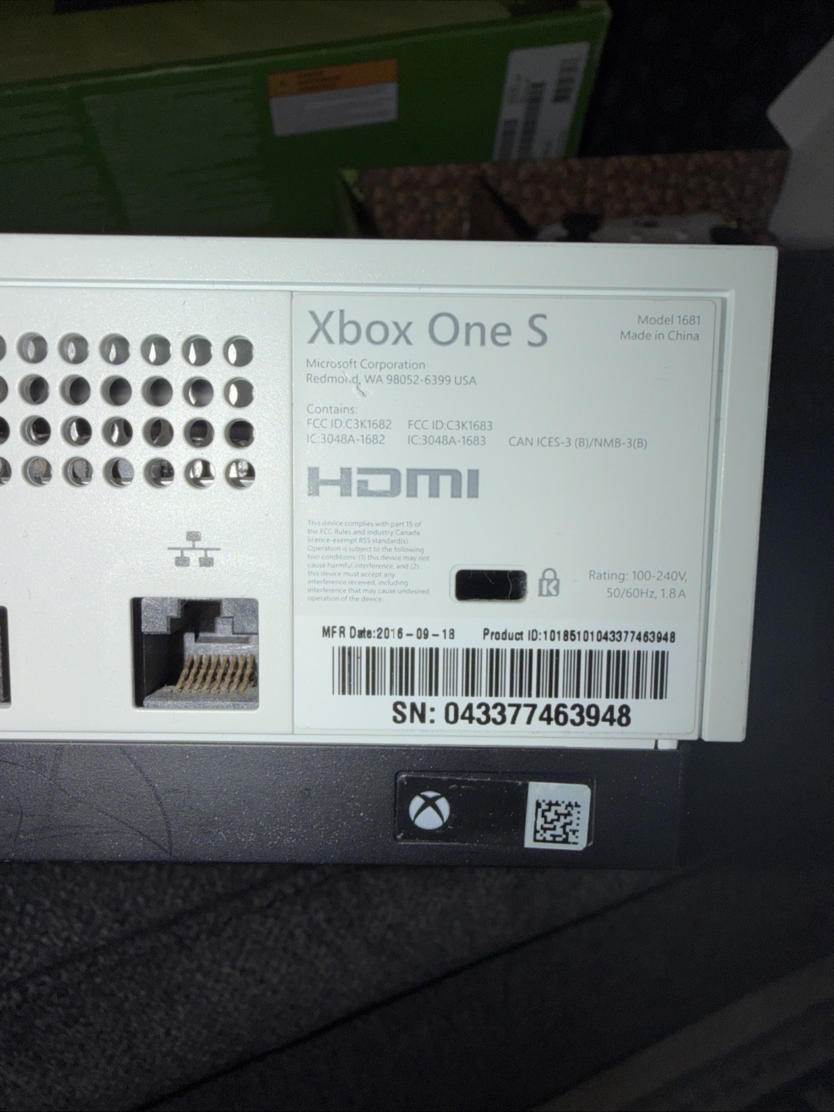 Microsoft Xbox One S 500GB Console Gaming System White 1681 W/ Box