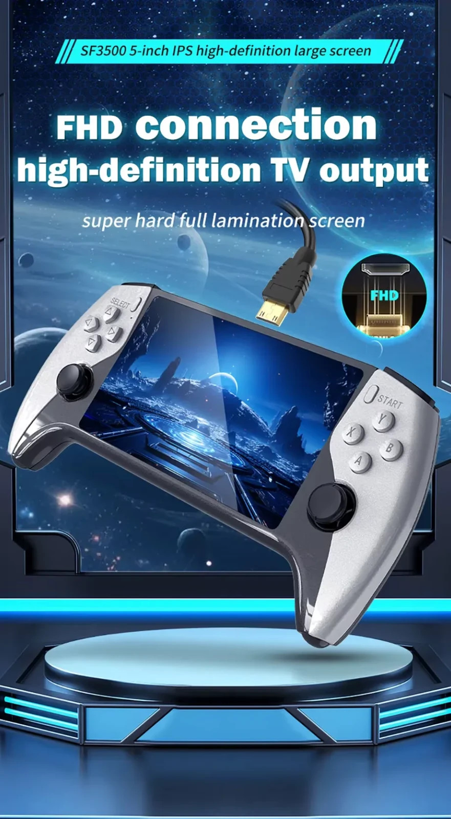 SF3500 5» IPS Handheld Game Console 64G 3000mAh Retro Player Xmas PARTY GIFTS